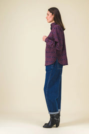 chemise col montant plume