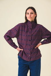 chemise col montant plume