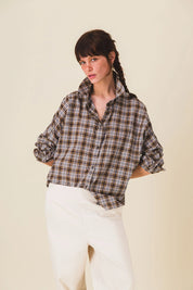 chemise femme carreaux marron neil