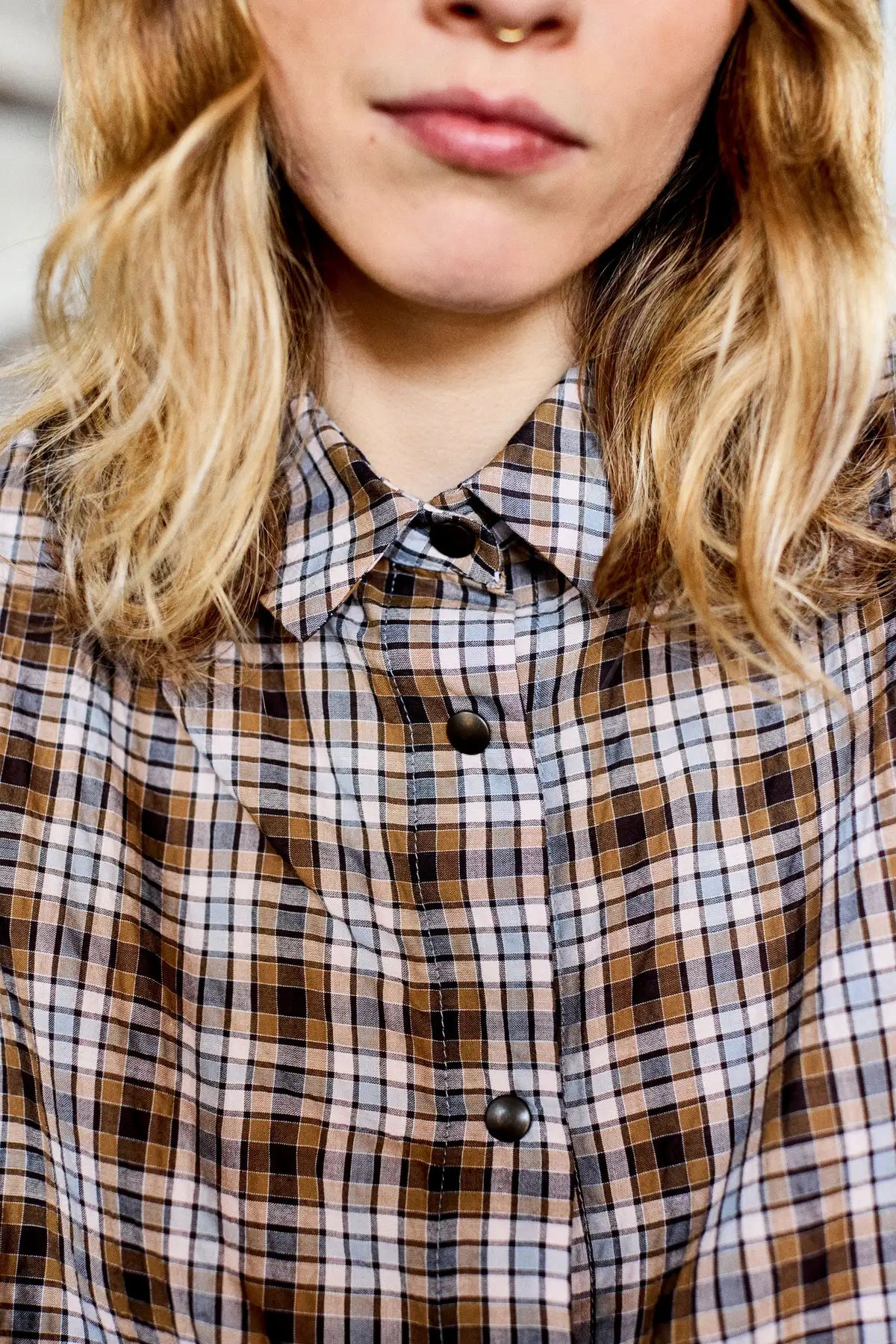 chemise femme carreaux marron neil