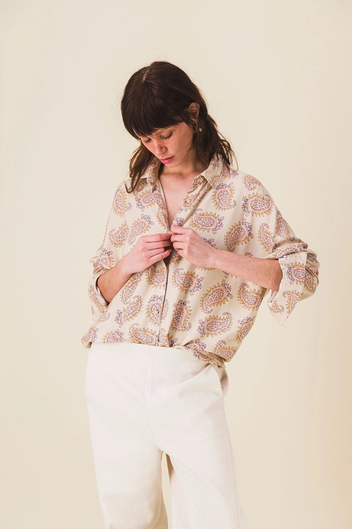 chemise femme imprime ecru stecy