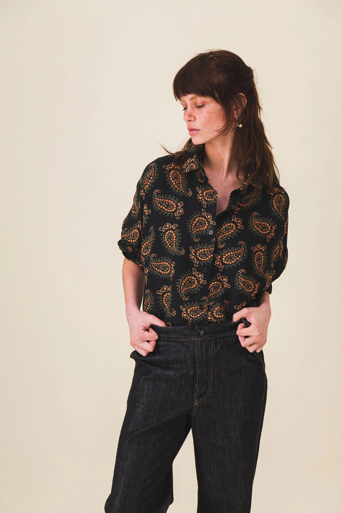 Chemisier Femme American Vintage Imprimé Floral En Coton - Taille L - Occasion Très Bon état