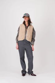 gilet moumoute femme sans manche matisse beige