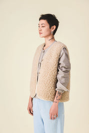 gilet moumoute femme sans manche matisse beige