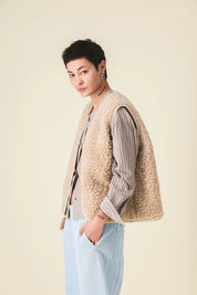 gilet moumoute femme sans manche matisse beige