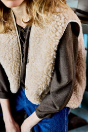 gilet moumoute femme sans manche matisse beige