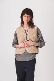 gilet moumoute femme sans manche matisse beige