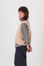 gilet moumoute femme sans manche matisse beige