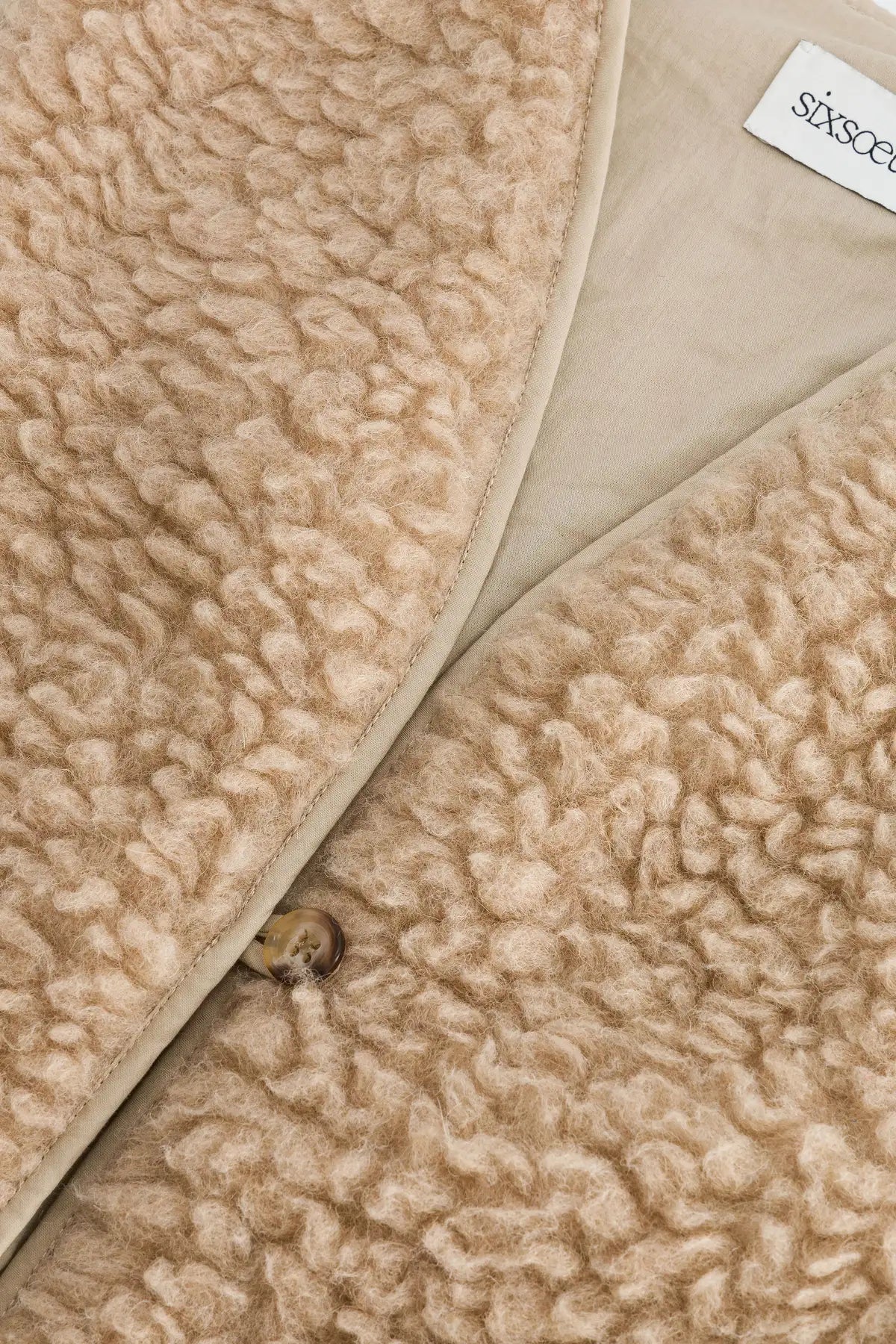 gilet moumoute femme sans manche matisse beige