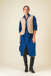 gilet moumoute femme sans manche matisse beige