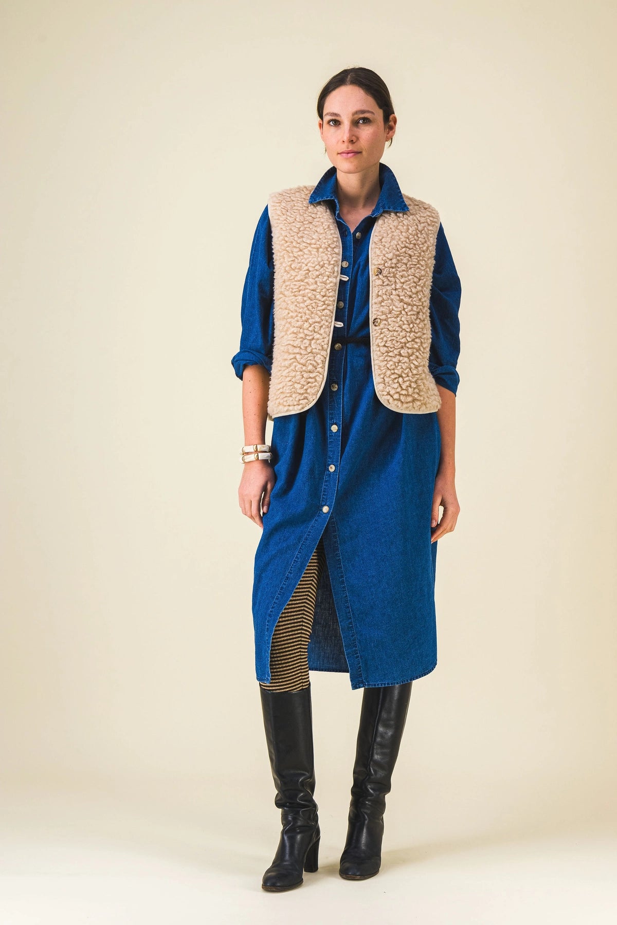 gilet moumoute femme sans manche matisse beige