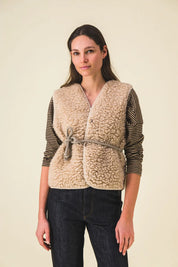 gilet moumoute femme sans manche matisse beige