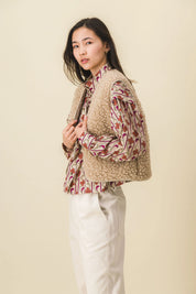 gilet moumoute femme sans manche matisse beige