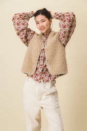 gilet moumoute femme sans manche matisse beige