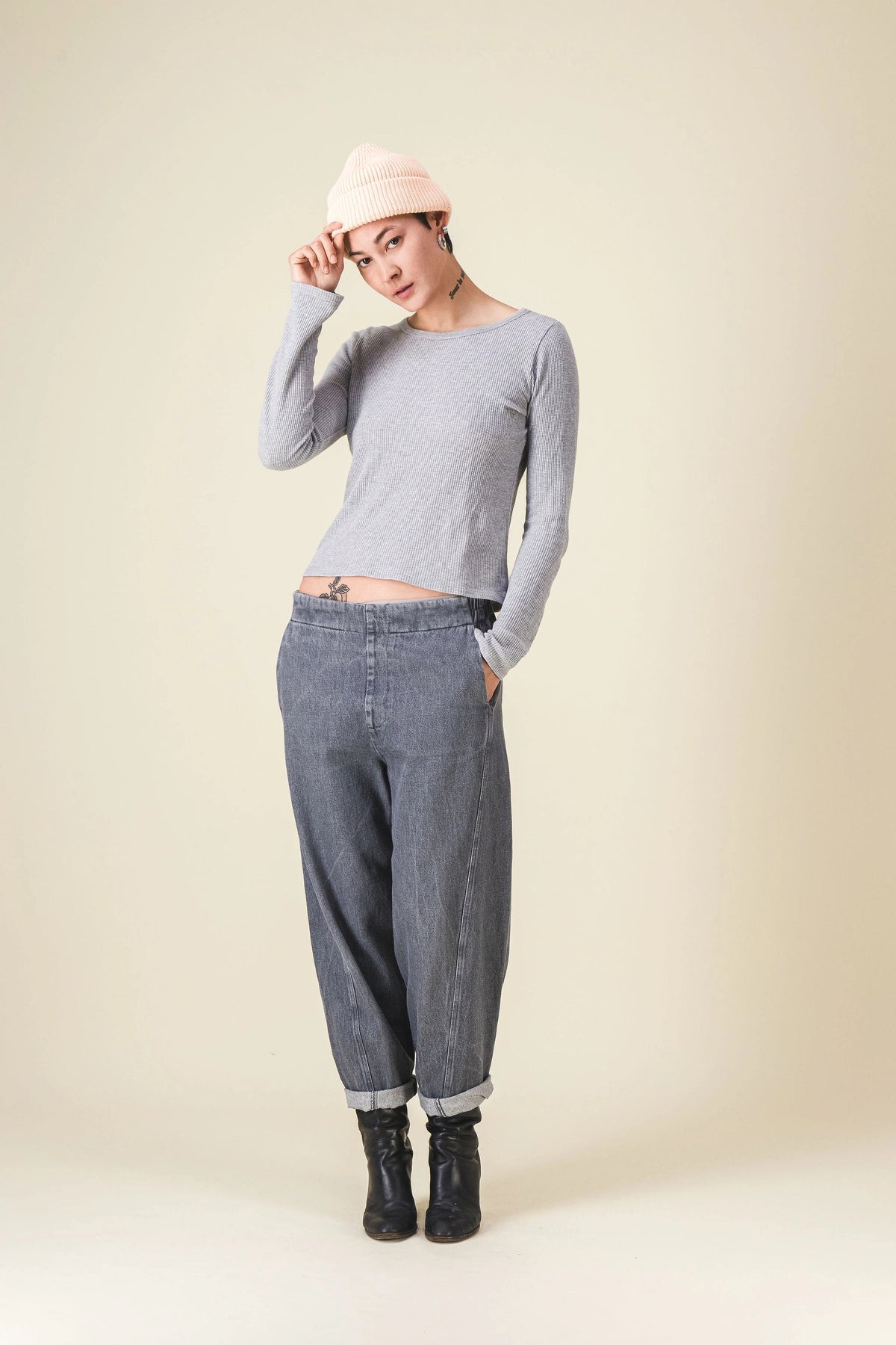 jean barrel gris femme manou