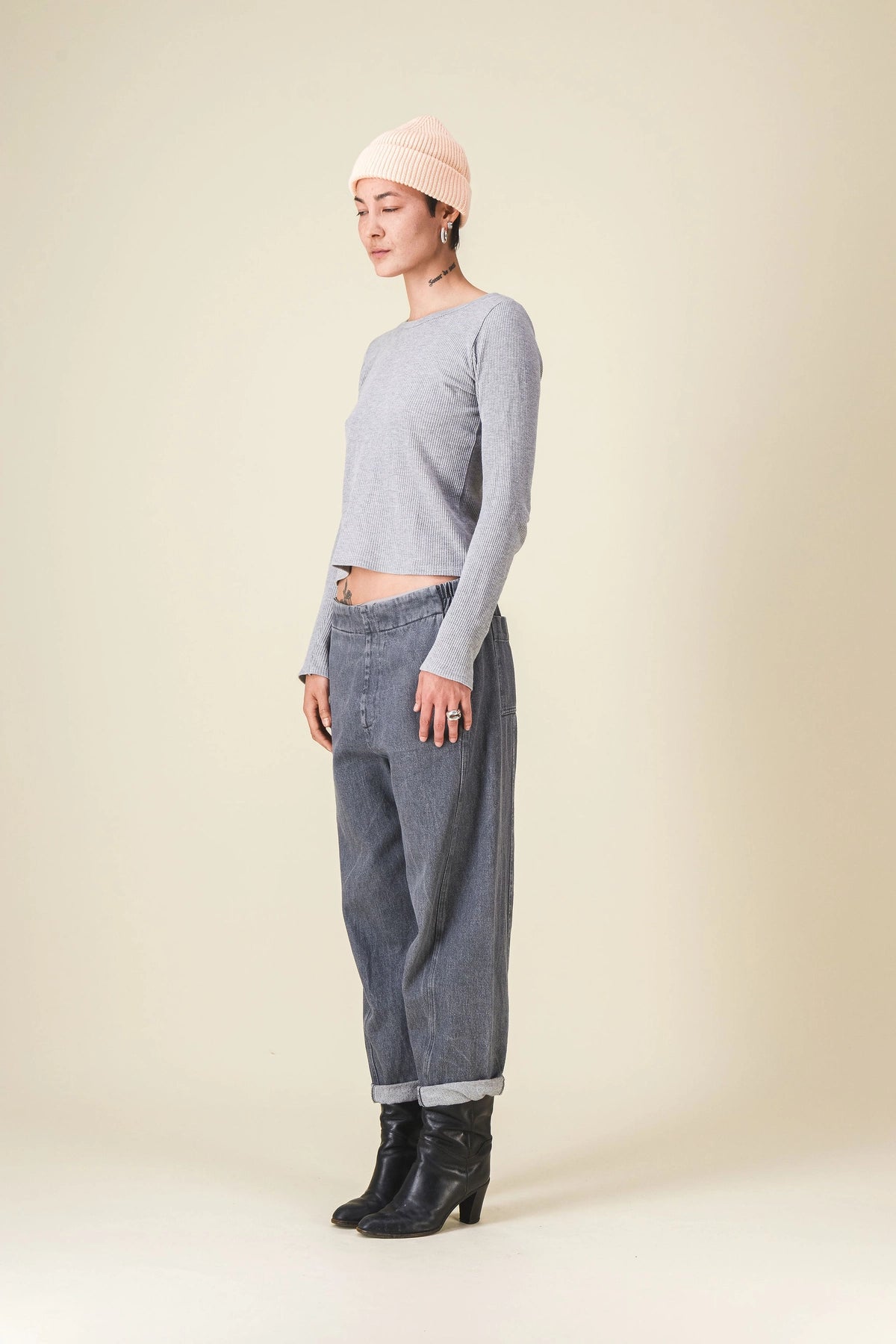 jean barrel gris femme manou