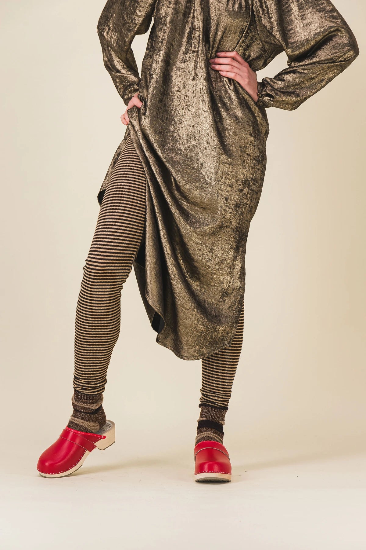 legging rayures marron pimprenelle