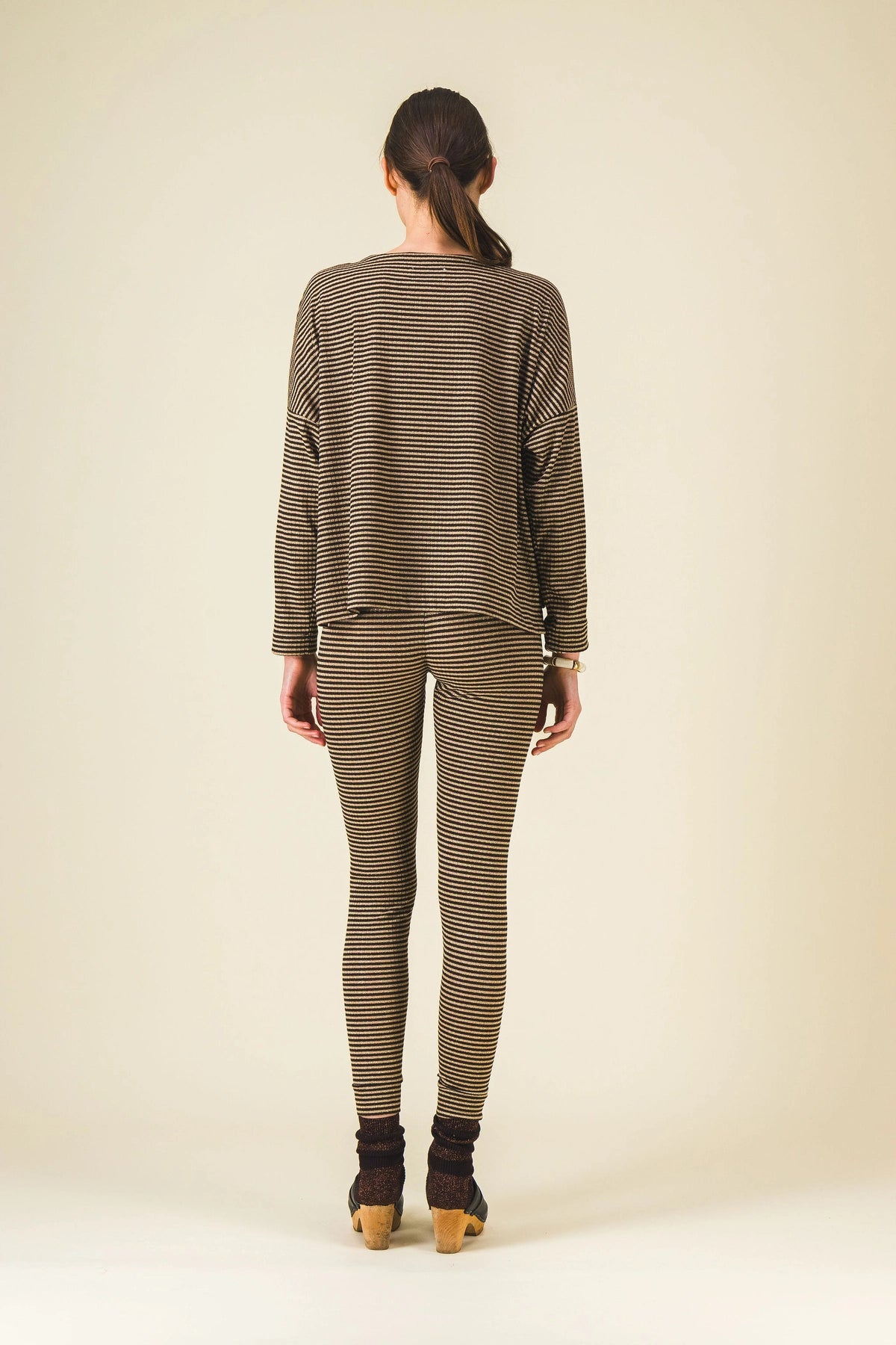 legging rayures marron pimprenelle