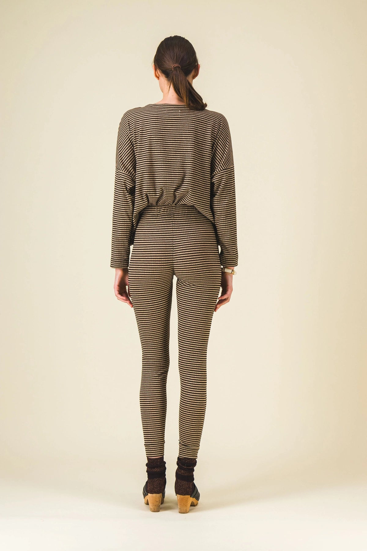 legging rayures marron pimprenelle