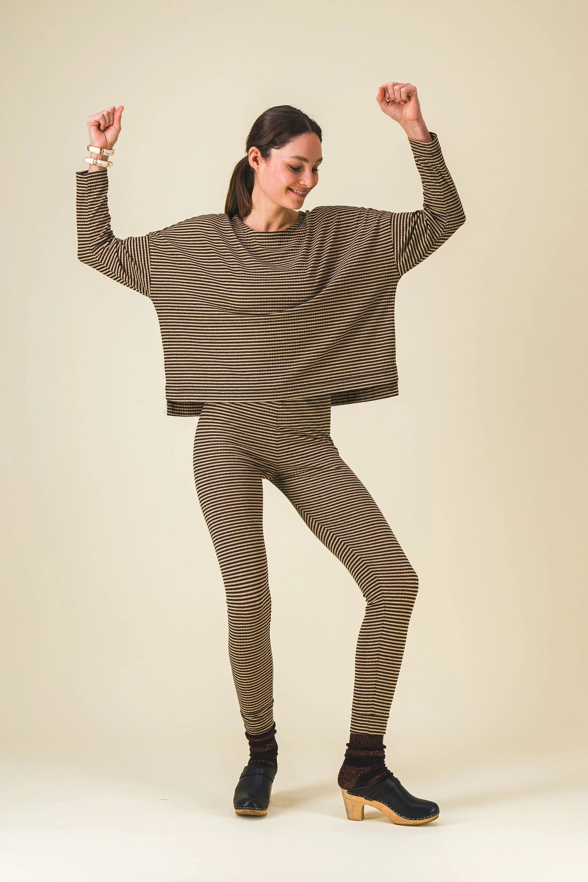 legging rayures marron pimprenelle