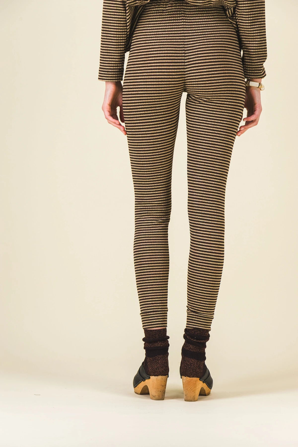 legging rayures marron pimprenelle