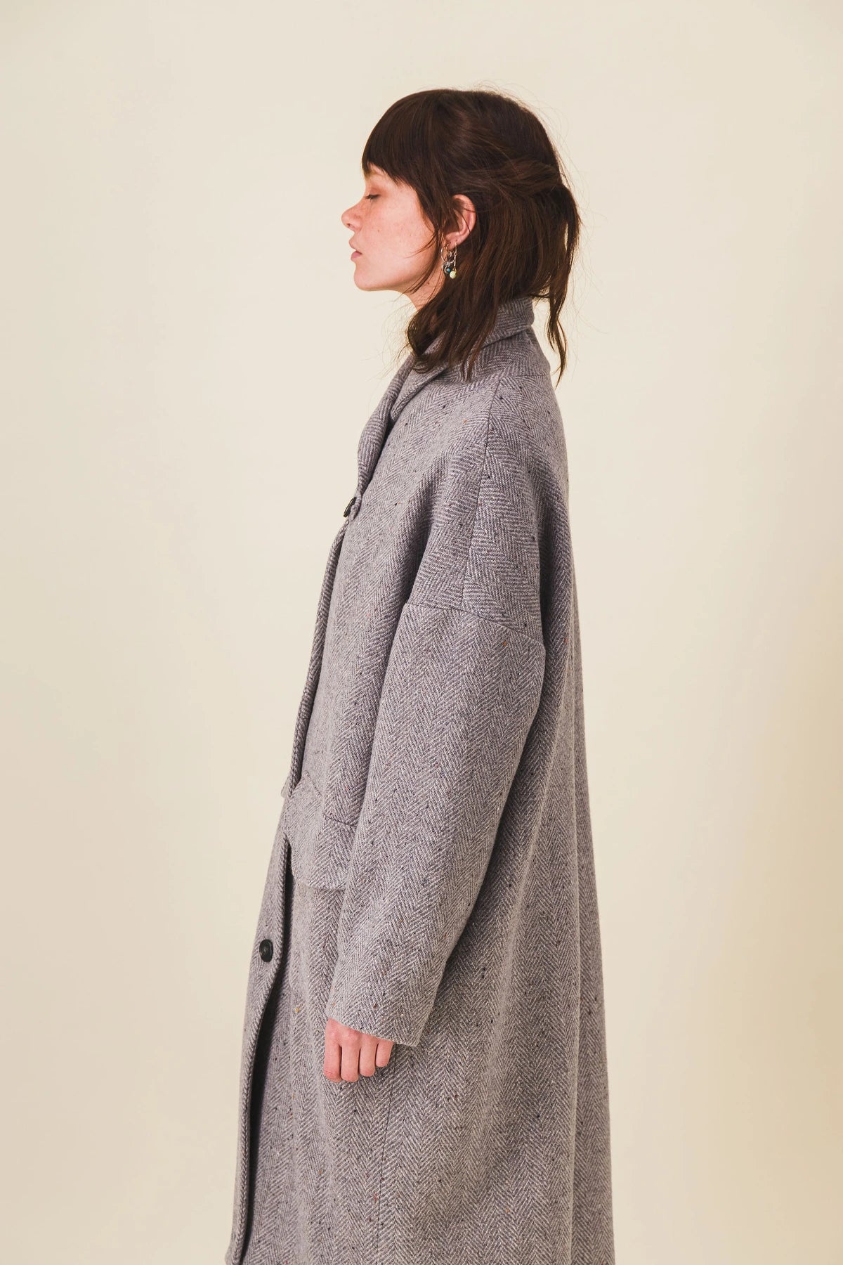 manteau femme laine gris chine milly