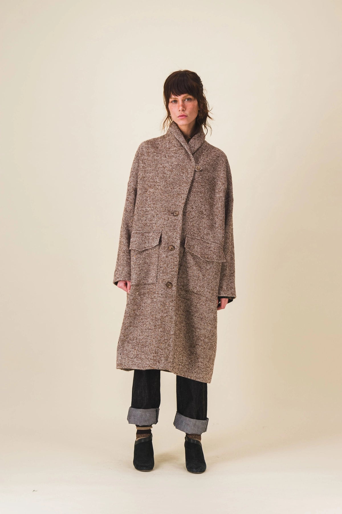 manteau femme laine marron georgia