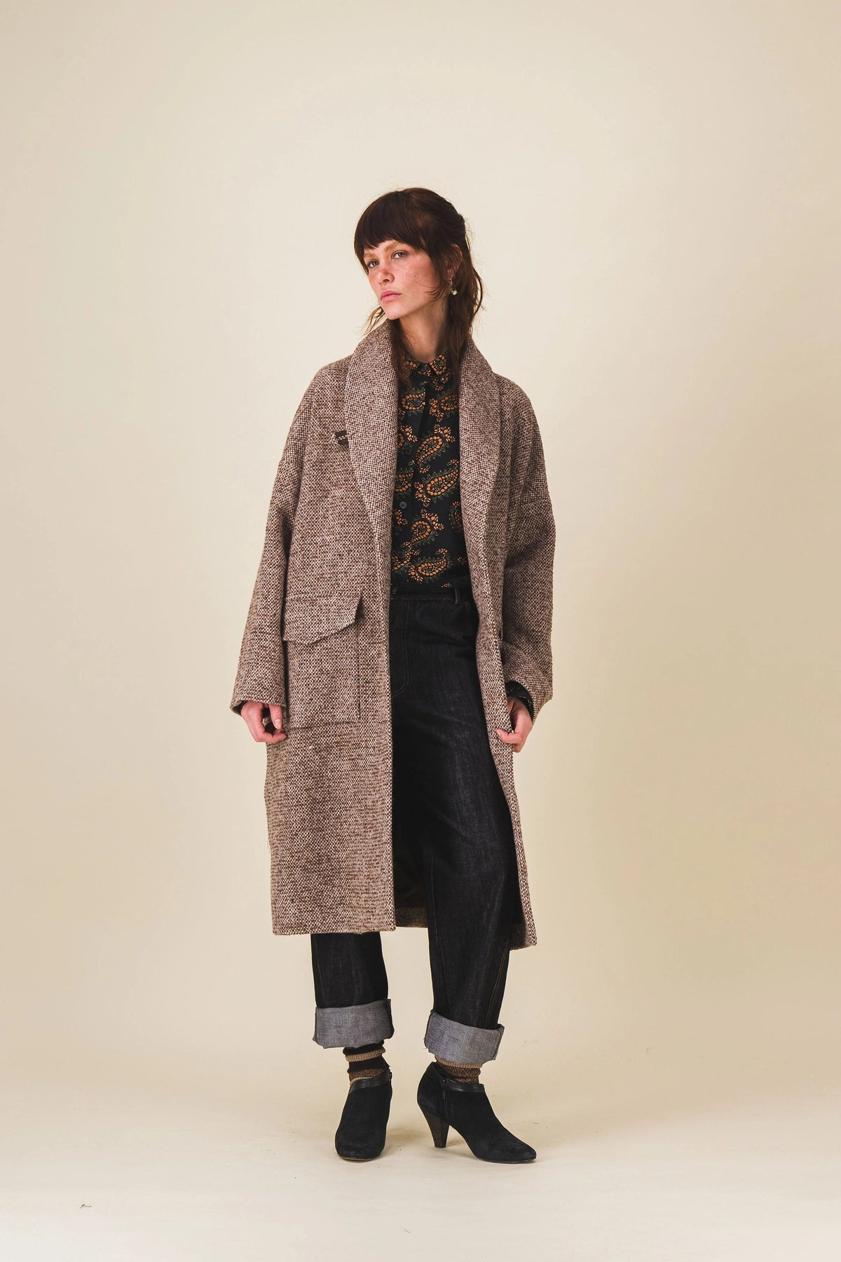 manteau femme laine marron georgia