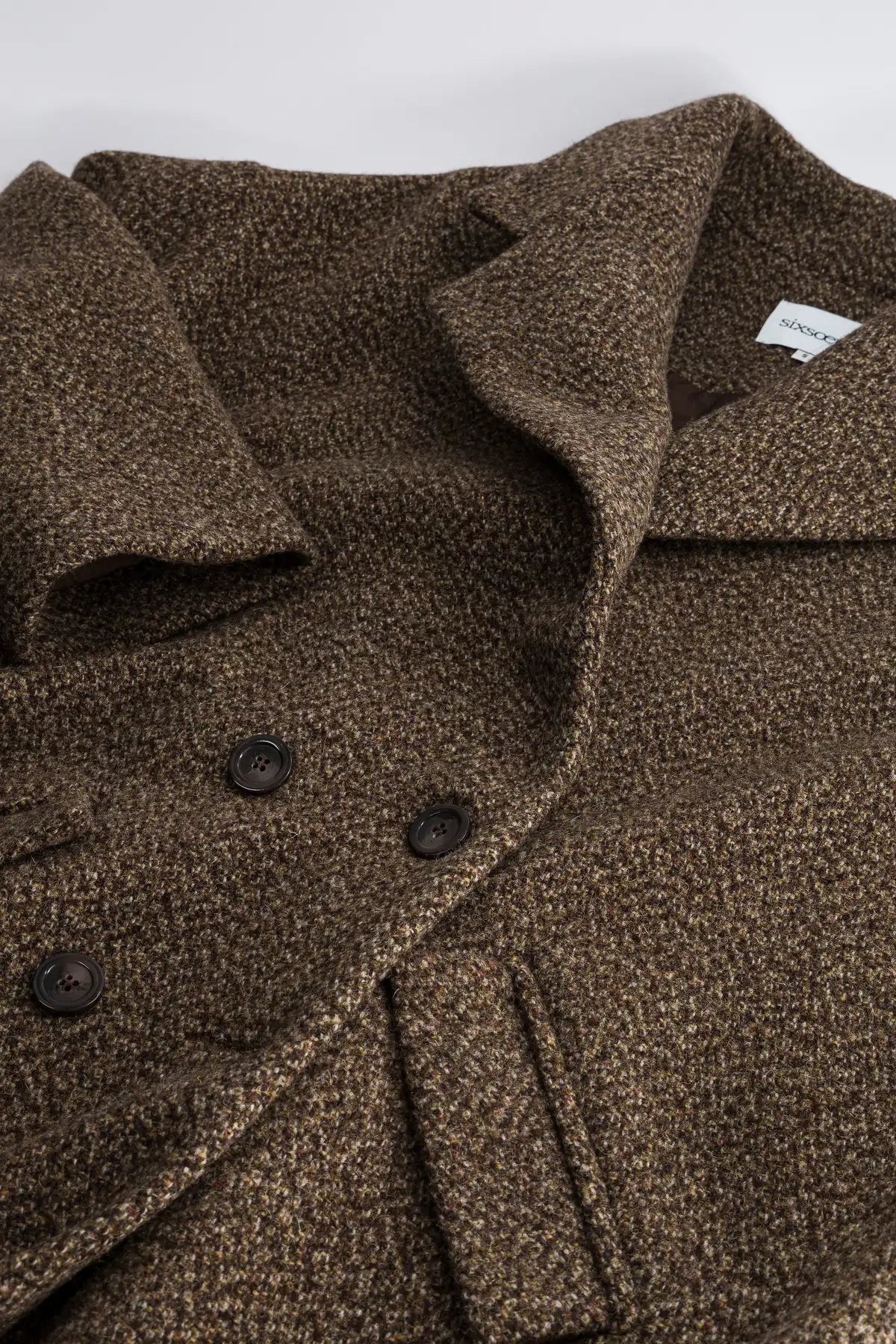 manteau femme long laine marron double boutonnage josue