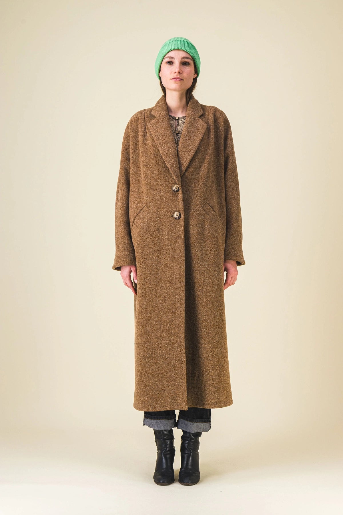 manteau femme long laine marron horace