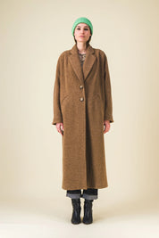 manteau femme long laine marron horace