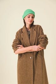 manteau femme long laine marron horace