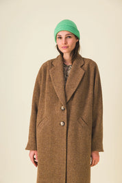 manteau femme long laine marron horace
