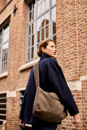 sac besace femme velours gris polly