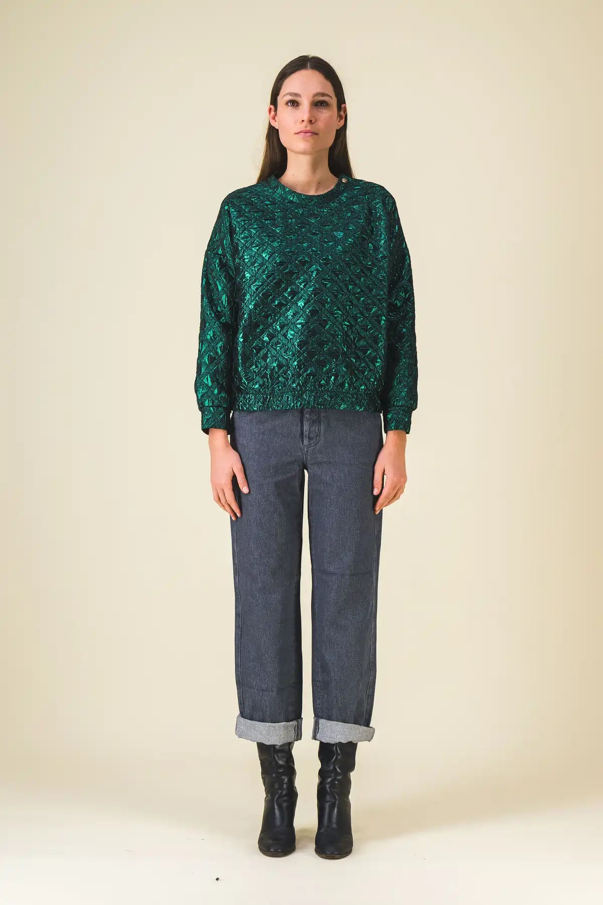 pull femme vert lame nita