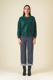 pull femme vert lame nita