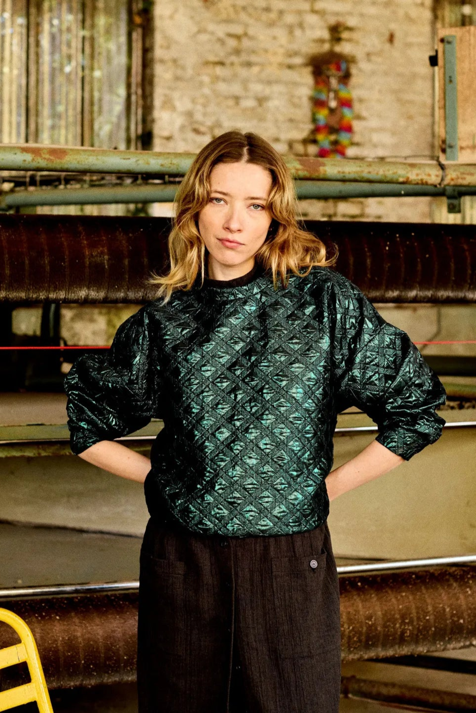 pull femme vert lame nita