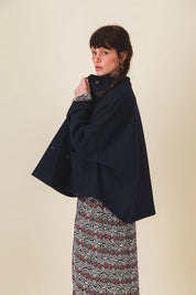 veste femme courte laine bleue manille