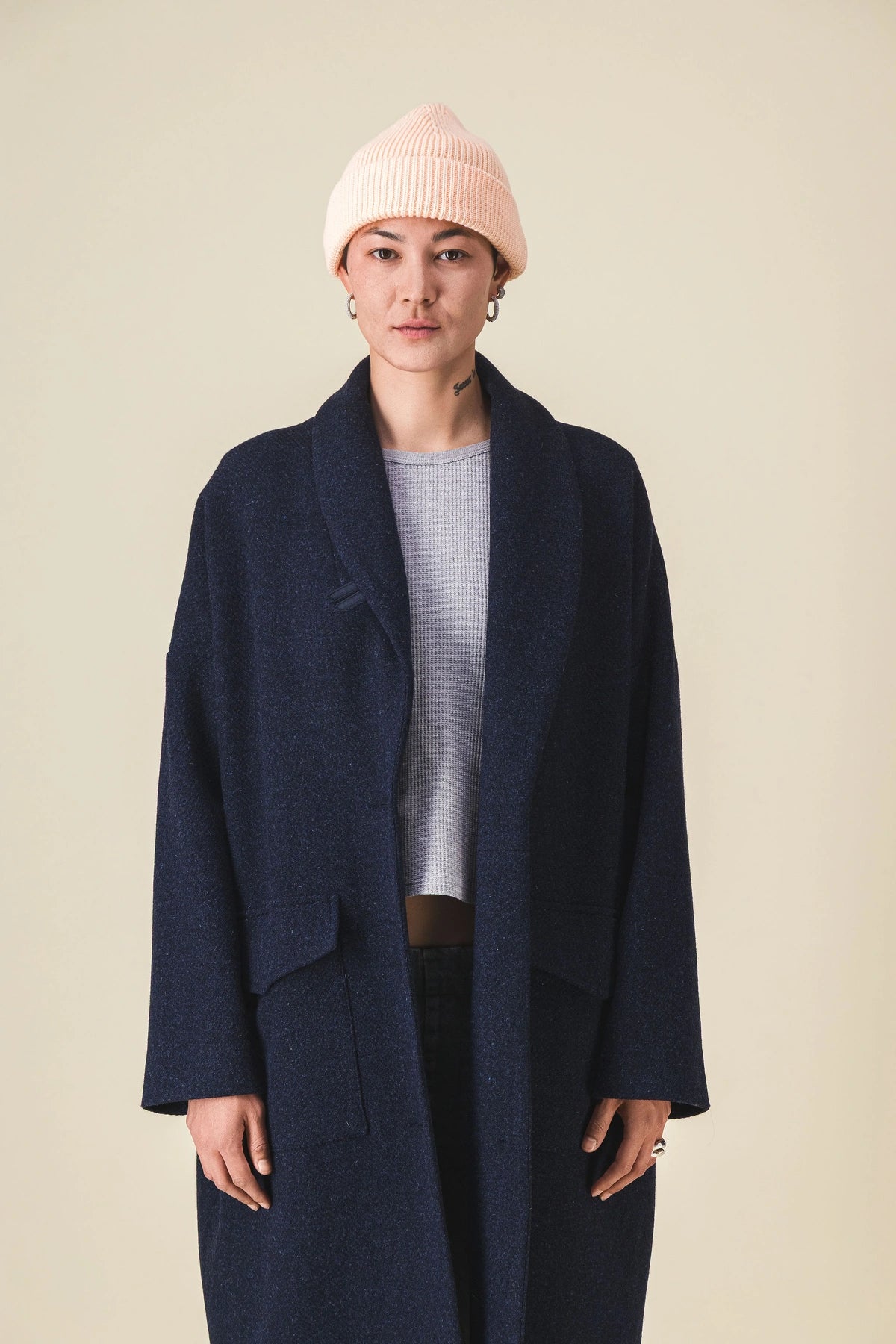 manteau femme laine marine noir meggy