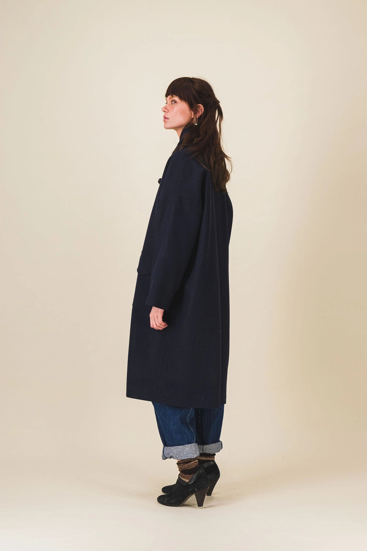 manteau femme laine marine noir meggy