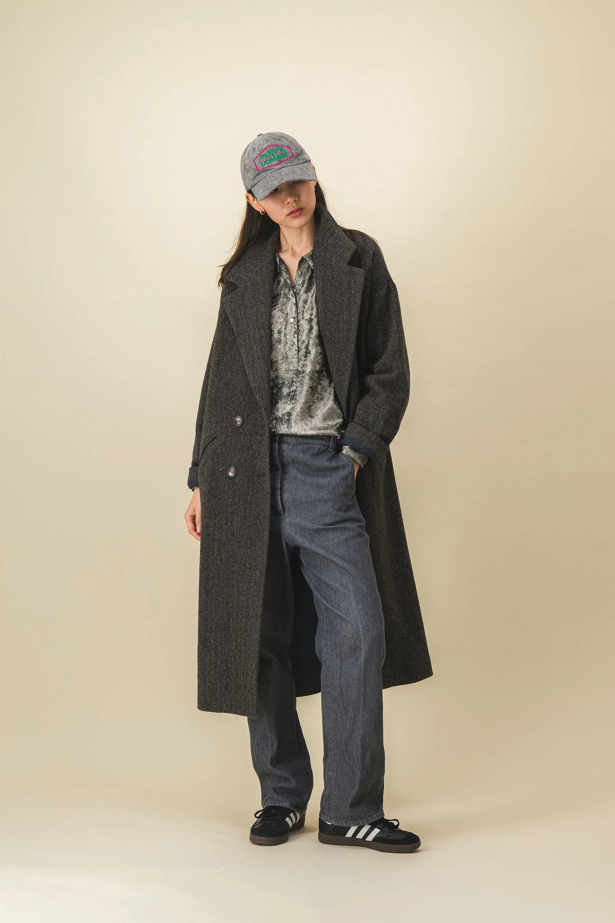 Manteau femme long vert noir