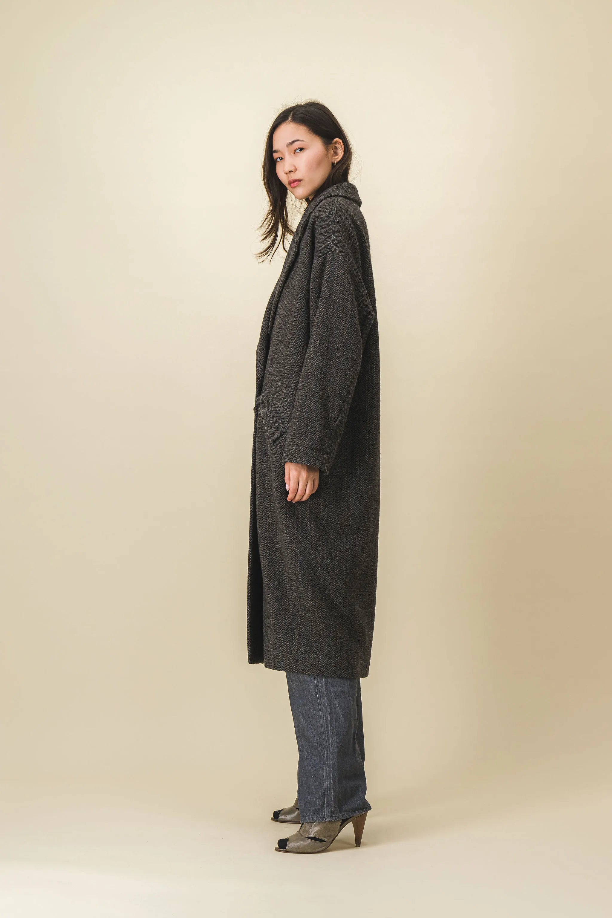 Manteau femme long vert noir