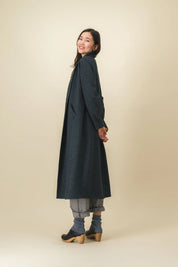 Manteau femme long vert noir