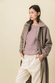 Manteau femme long beige chiné