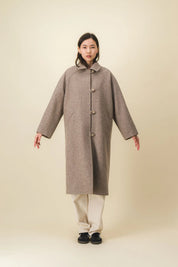 Manteau femme long beige chiné