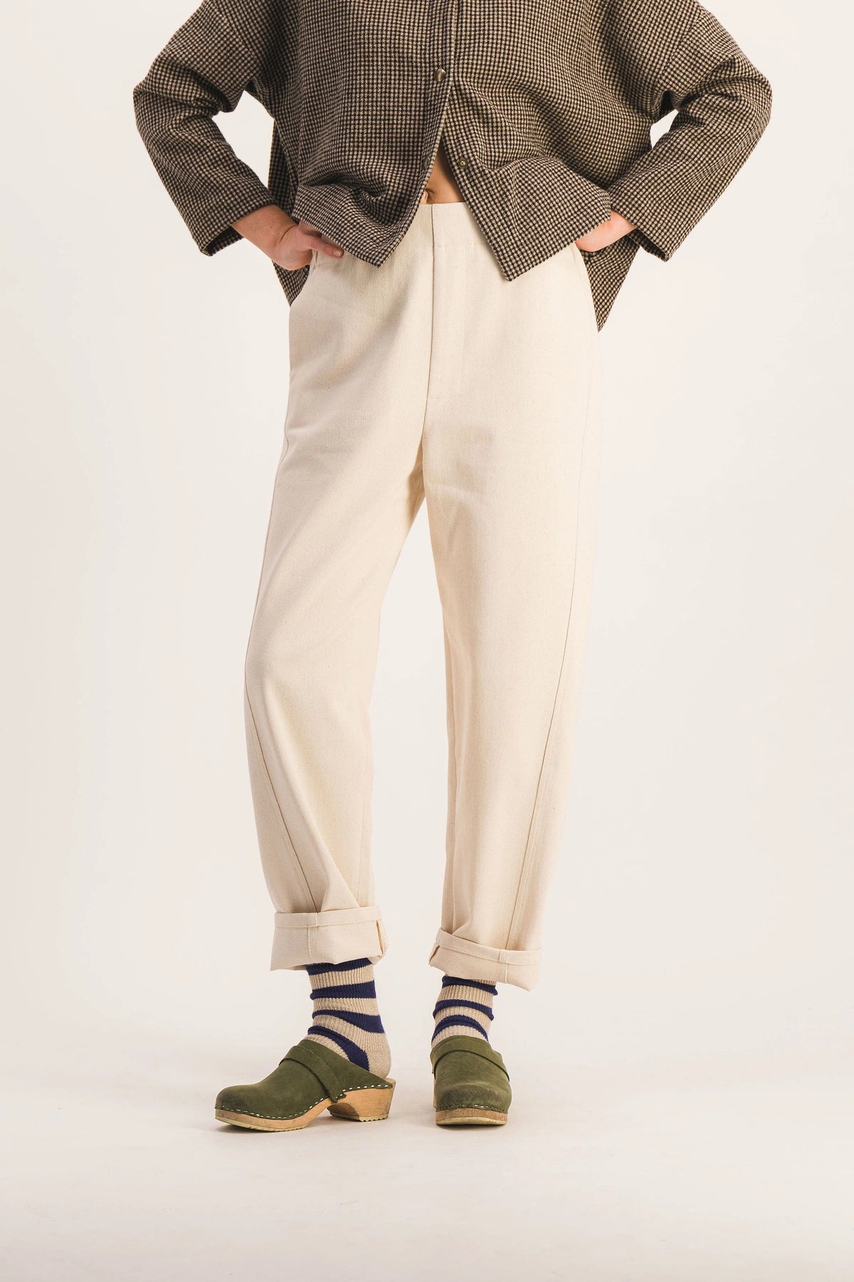 Pantalon élastique femme Esteban Craie - SIXSOEURS