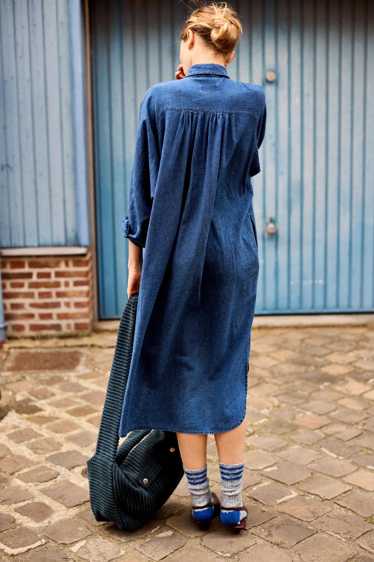 sac besace femme velours bleu marine polly