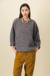 Pull laine diagonales grises