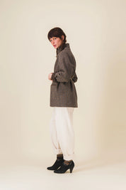 veste femme laine carreaux marron serge