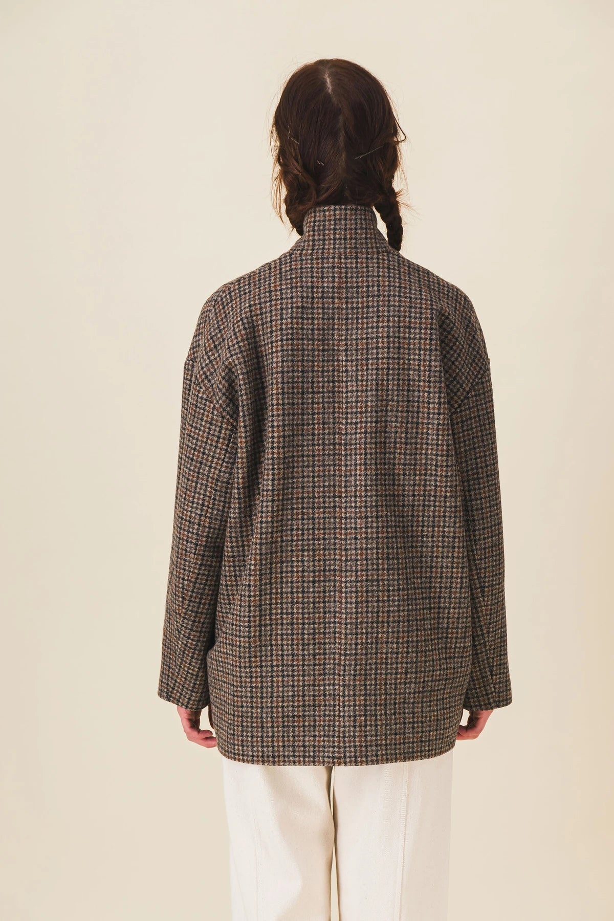 veste femme laine carreaux marron serge